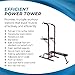 Stamina Full Body Power Tower 735 - Dip Bar with Built-in Bench and Rack - Pull Up Bar Station with Smart Workout App - Dip Bars for Home Workout - Up to 300 lbs Weight Capacity