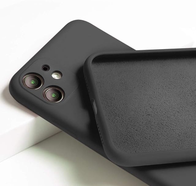 OWM iPhone 11 Case Liquid Silicone [Lens Protector Bumper] Shockproof Protective Rubber Case Soft Microfiber Interior Phone Case Cover for iPhone 11 (2019) - Black