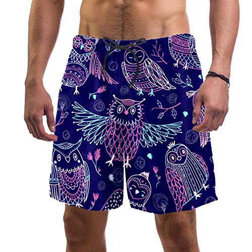 Maillots de bain pour hommes motif floral short de plage hiboux confortable
