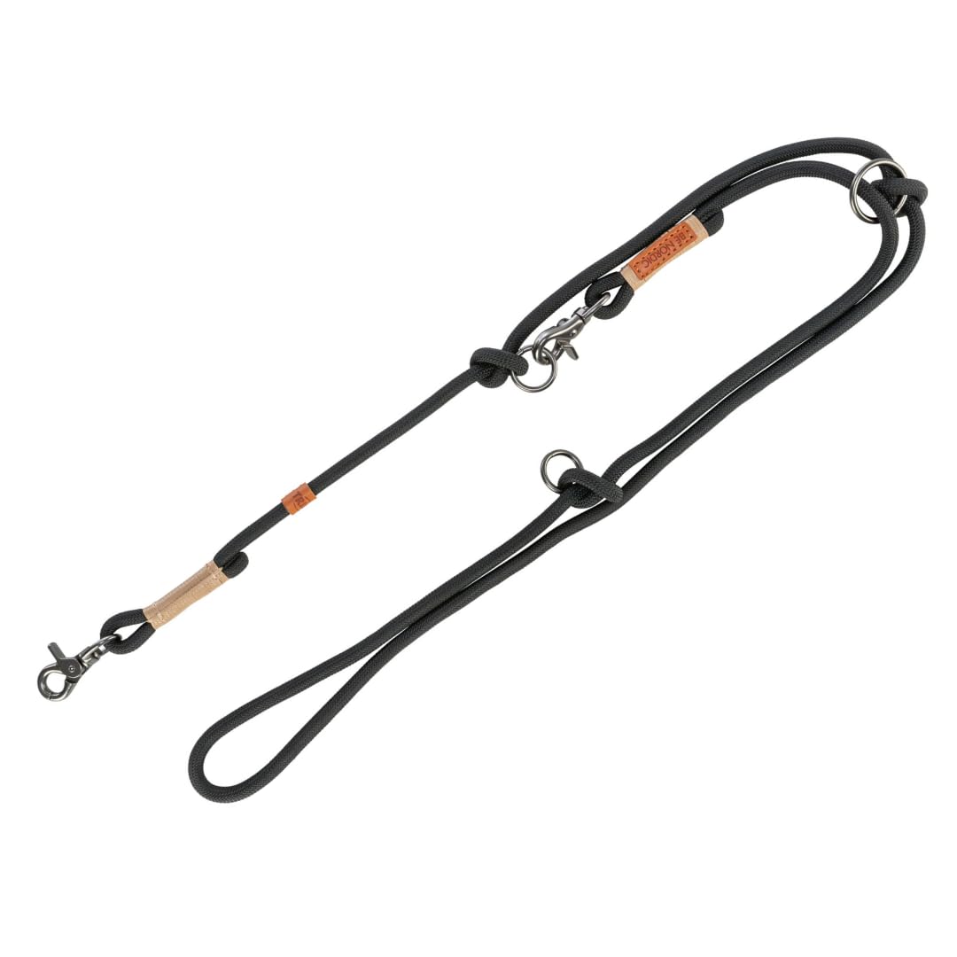 TRIXIE Hundeleine BE NORDIC V-Leine S–M, 2,00 m ø 8 mm in schwarz/sand - verstellbare Hundeleine mit nordischem Charme - für kleine bis mittelgroße Hunde - 17225