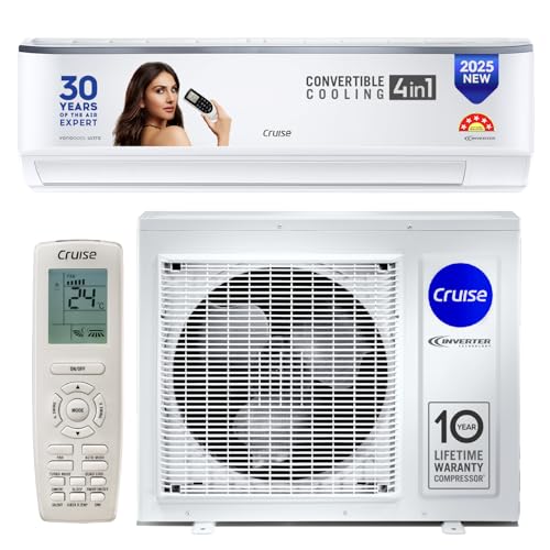 Image of Cruise 1.5 Ton 5 Star Ultra Inverter Split AC (100% Copper, Convertible 4-in-1, PM 2.5 Filter, 4 Way Swing, Anti-Rust Tech, CWCVBJ-VU5F195, White)