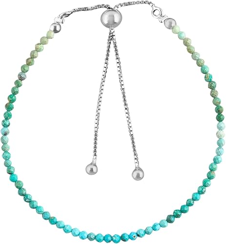 Miniatura 25 de OdrillionGems Pulsera de bolo de plata de ley 925 con cuentas redondas facetadas, hecha a mano, minimalista, cristales curativos, deslizante