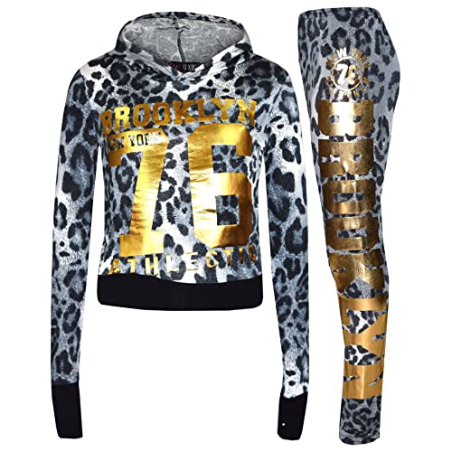 Crop top à capuche fille et legging léopard stretch Brooklyn 76