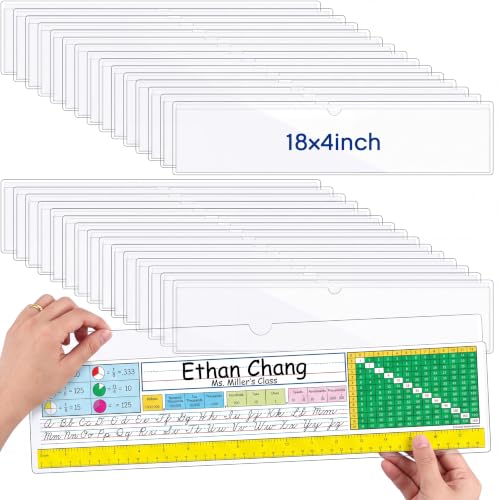 Image of Chinco 100 Pcs Self Adhesive Clear Index Card Pockets,18 x 4 Inches | Clear Plastic Label Sleeves with Top Open, For Organizing Storage Box Drawer, Fits Index Cards Measuring 18 X 4 Inches