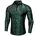 DiBanGu Mens Silk Paisley Dress Shirts,Long Sleeve Button Down Shirt Casual Regular Fit Shirt for Men Wedding Party, Emerald Green, X-Large