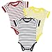Body Neonato Manica Corta Pacco da 3 unità - Body Bimbo Unisex 100% Cotone Morbido e Traspirante - Tutine Neonato Estive con Fantasia a Righe - Set Regalo per Bambini - 18 Mesi
