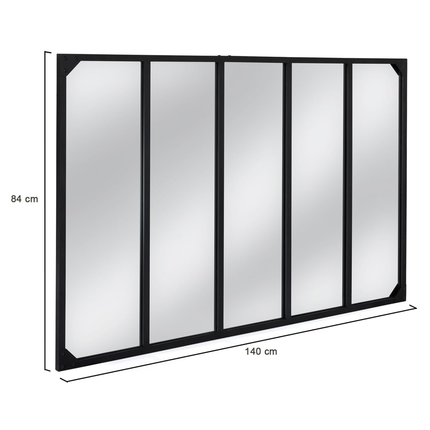 IDMarket - Miroir verrière 5 Bandes Design Industriel 140x84 cm
