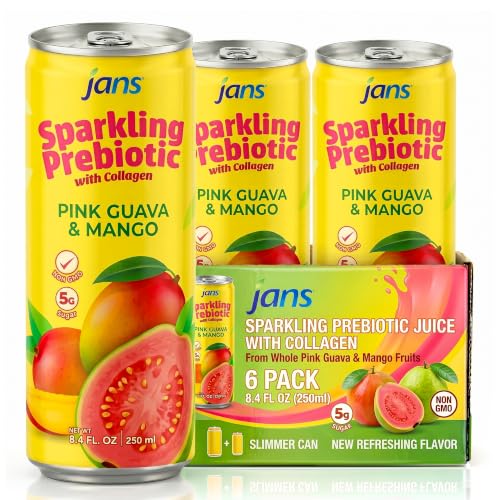 Image of Jans Sparkling Prebiotic & Collagen Soda Beverage, Pink Guava & Mango
