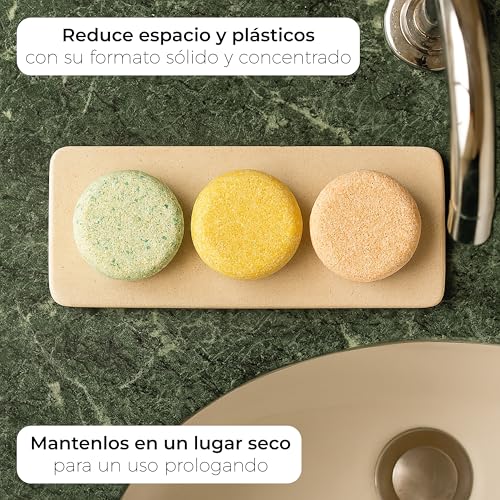 Champú Sólido sin sulfatos ni siliconas - Champú sólido natural x 3 unidades de 50 g. - Champús en barra - Shampoo Solido cabello graso, cabello seco y uso frecuente - Imagen 6
