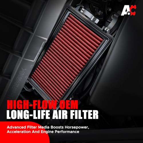 Image of High-Flow Engine Air Filter Compatible with 2016-2026 Toyota Corolla Camry Hybrid RAV4 Hybrid Avalon C-HR, for Fiat 500X, for Jeep Renegade, Washable and Reusable Replacement Filter, 33-3080