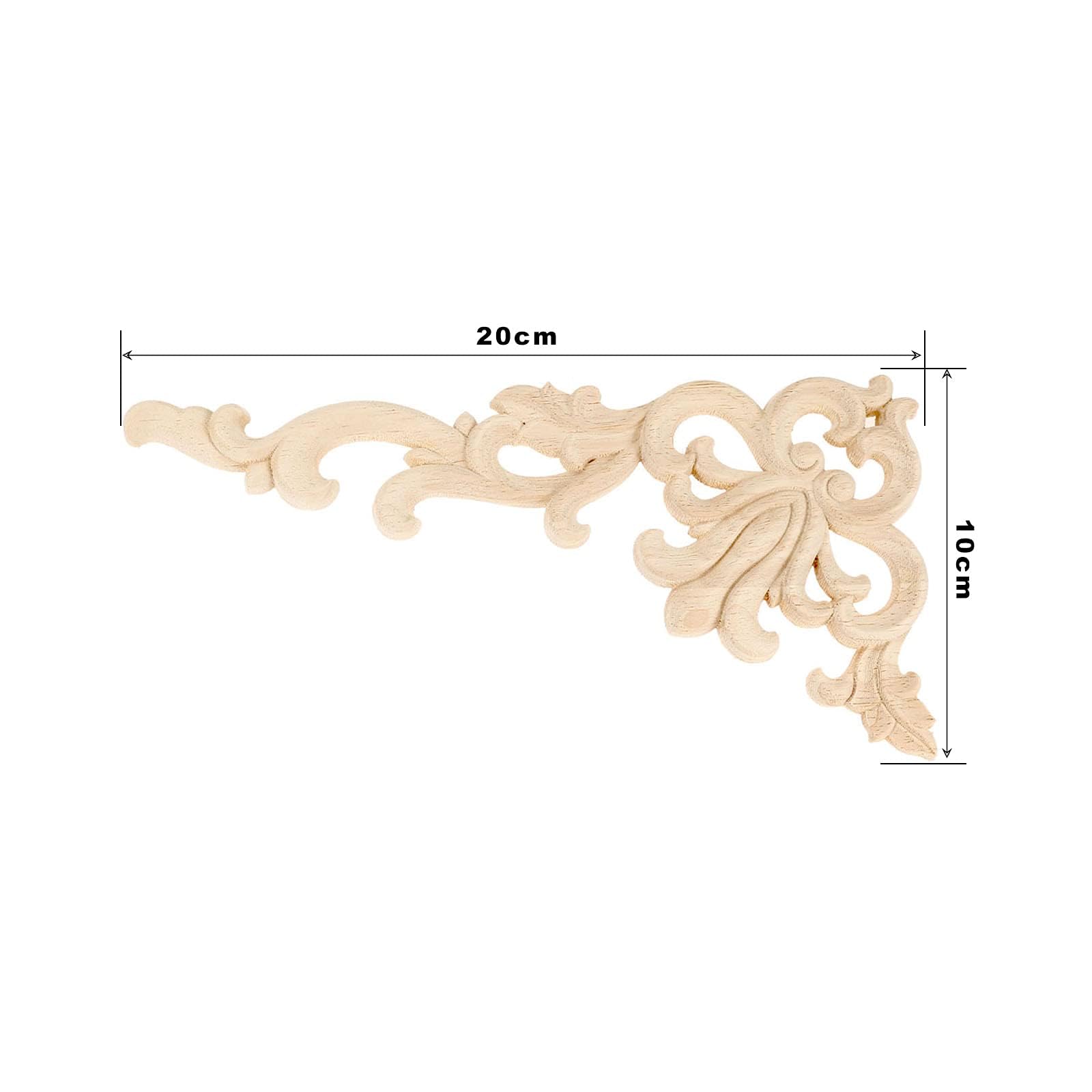 Wood Carved Onlays, 20x10cm/7.87"x3.94", Left&Right Decorated Furniture Appliques, Wooden Carving Corner Decals for Cabinet Drawer Cupboard Dresser Mirror Door Wall Bed DIY Projects (4-Pair(8Pcs))