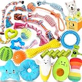 Zeaxuie 25 Pack Luxury Dog Chew Toys for Puppy, Dog Toys with Ropes, Treat Ball and Squeaky Puppy Toys for Teething Small Dogs