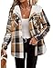 Zeagoo Jackets For Women Trendy Plaid Shacket Long Sleeve Button Down Fashion Fall Outfits Fleece Hooded Warm Coat