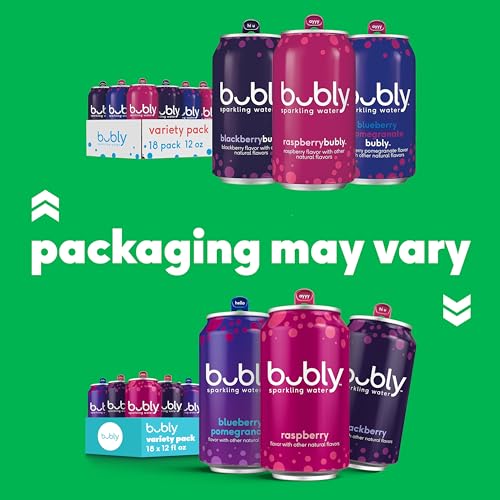 Image of bubly Sparkling Water, Triple Berry Variety Pack, 12 fl oz Cans (18 Pack)