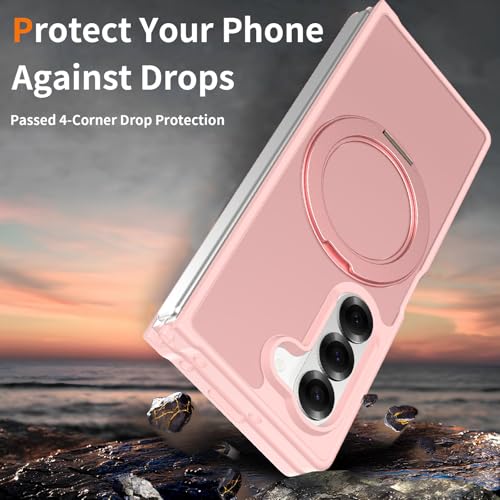 Coque Samsung Z Fold 6 rose doux au toucher avec support aimanté - 4