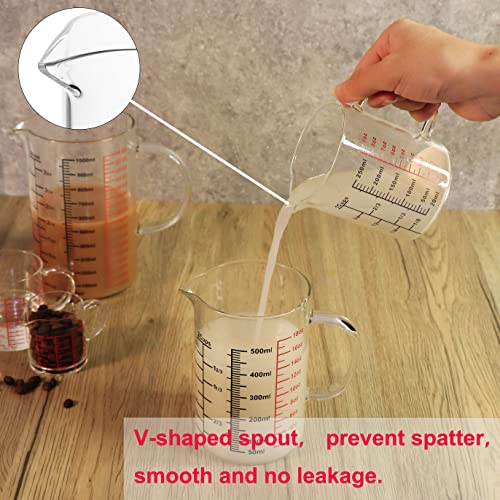 Ackers BORO3.3 Glass Measuring Cup-[Insulated handle | V-Shaped Spout]-Made of High Borosilicate Glass Measuring Cup for Kitchen or Restaurant, Easy to Read, 250 ML (8 Oz, 1 Cup) - Thumbnail 2