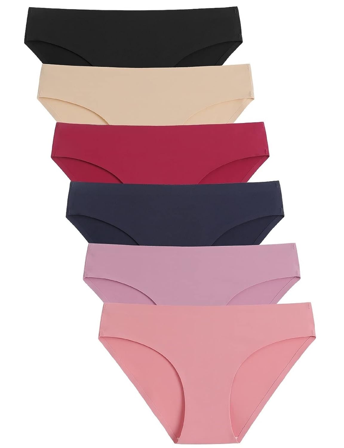 Caterlove Womens Seamless Underwear No Show Stretch Bikini Panties Silky Invisible Hipster 6 Pack