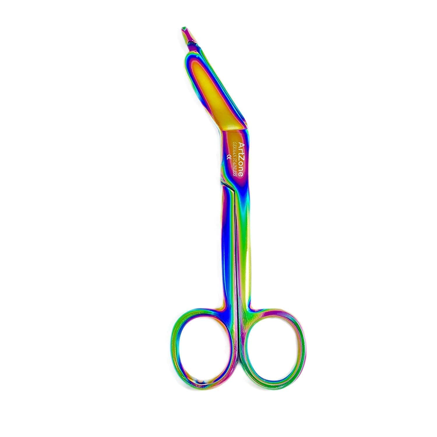 Artzone Lister Bandage Scissors - 5.5-Inch Cynamed Medical-Grade Stainless Steel Shears - Multi-Colored Rainbow Titanium Finish - Sharp Blades Cut Through Bandages, Dressing, Tape, Gauze, Clothing : Industrial & Scientific