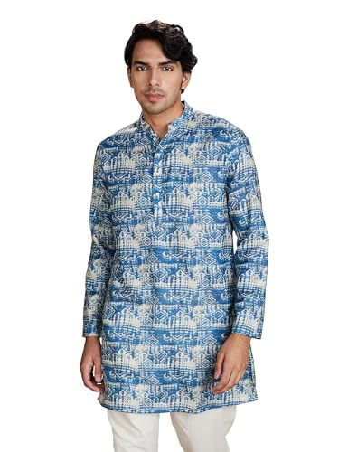 Image of Amazon Brand - Symbol Men's Polyester Festive Printed Long Kurta (Regular Fit)