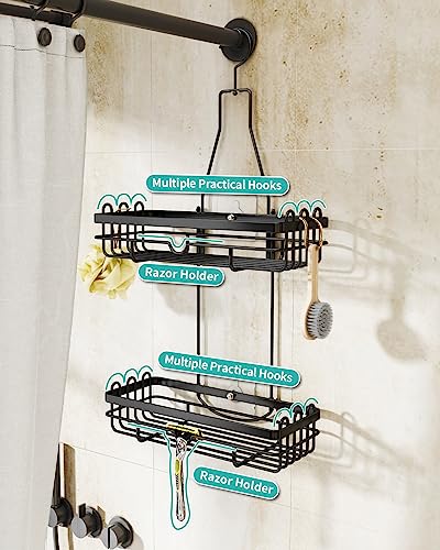 HapiRm Shower Caddy Hanging, No Drilling Stainless Steel Bathroom Organiser, 2 Tier Shower Shampoo Holder - Image 3