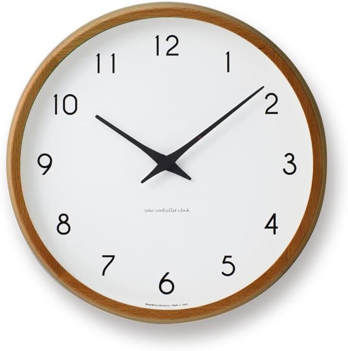 Lemnos PC10-24W BW Lemnos Wall Clock Analog Radio Campagne Natural Wood Fabric Brown
