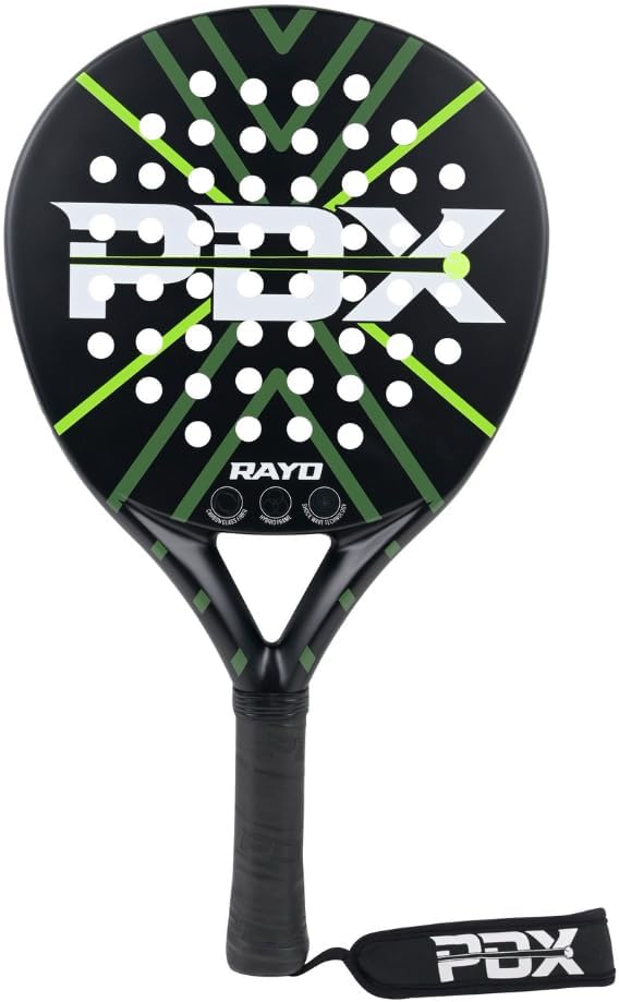 PDX Rayo Padel Racket for Adults | Lightweight Carbon & Fibreglass Racket for Men & Women | Built for Control, Comfort & Power | Ideal for Indoor & Outdoor Play