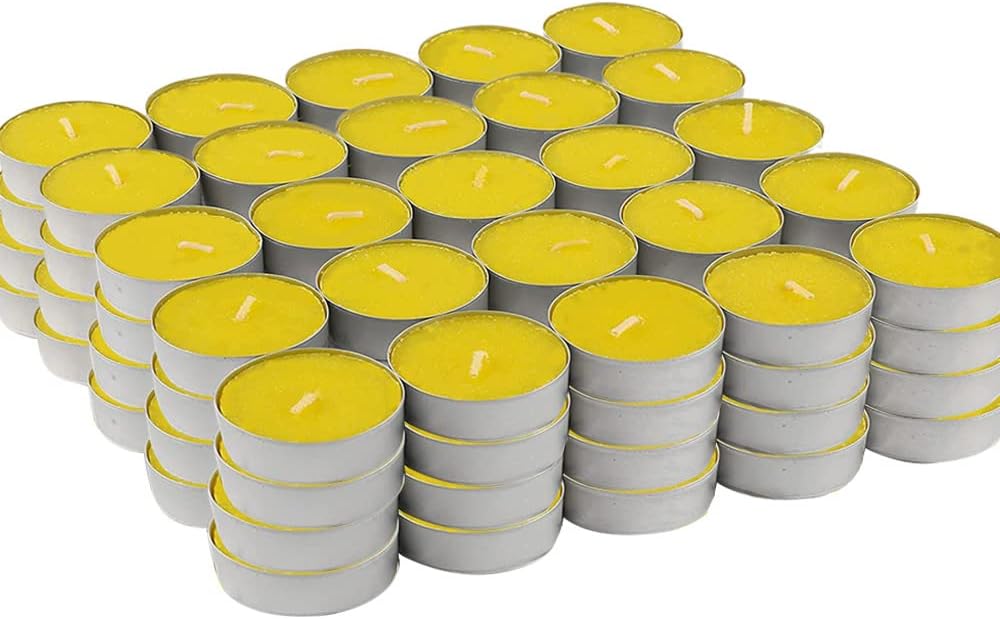 Citronella Tealights Candle | Indoor or Outdoor and Garden Decorative and Mosquito Fly Insect Repellent Candle | Natural Scent - 4 Hour Burn Time Candles (100 PCS Tealight Candles)