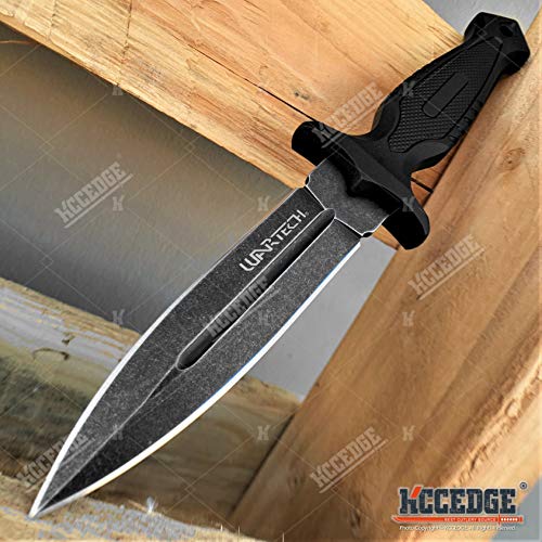 Hunting Tactical Survival Knife 9\" Fixed Blade Knife w/ Molle Compatible Pressure Retention Sheath Camping Accessories Survival Kit Tactical Gear 79897 (Black Stonewash) - Thumbnail 4