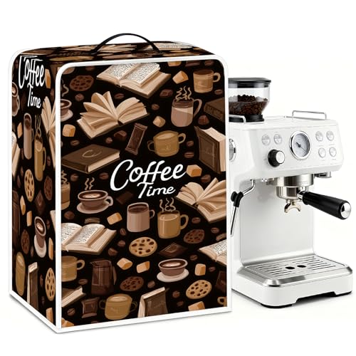 Image of Universal Coffee Maker Cover, Durable Polyester Lightweight Long-Lasting Dustproof Cotton Blend Appliance Protector for Kitchen Countertops (Deep Brown)
