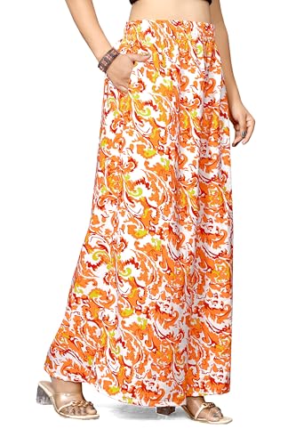 Image of Viscose Rayon Flared Printed Plazzo Palazzo Pants, Loose /Relaxed Fit Regular, Office Wear, Casual Wear Comfortable, Trouser Pants for Girls & Women Black Kerri Design (S to 3XL Size)