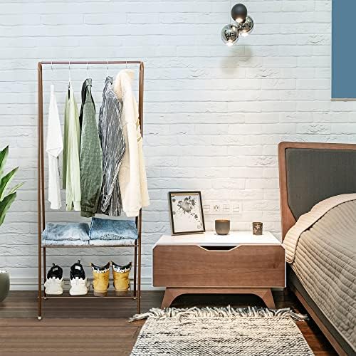 HOFLERA Clothes rail clothes rails stand for bedroom,Garment Coat Rack,Clothes Rack with Metal Shelf, clothes rail with Metal Frame for bedroom,saving space clothes rail,1.5m