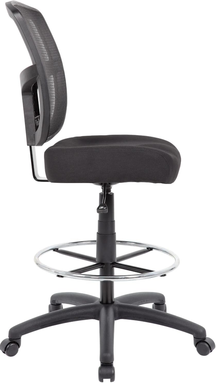 Boss Office Products Contract Mesh Armless Drafting Stool, Black
