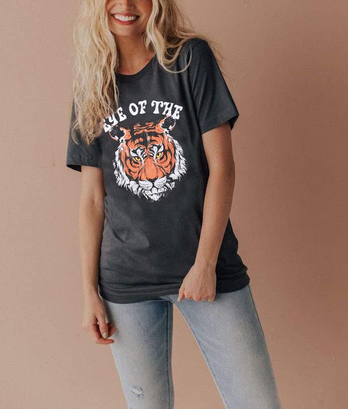 Eye of The Tiger Shirt Women Vintage Tiger Printed Short Sleeve Tshirt Throwback Concert T-Shirts Casual Tee Tops4