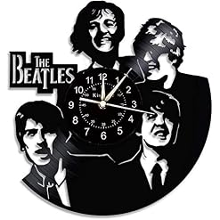 Qivor Vinyle Horloge Murale Enregistrement, décoration Murale Design thème créatif Beatles Grandes horloges, des Cadeaux… - Les Beatles, Paul McCartney, John Lennon, RIngo Starr, George Harrison