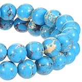 94 cuentas de piedra natural, 8 mm, azul sedimento marino jaspe emperador, piedras preciosas para enhebrar, cuentas de piedra para pulseras, collares y fabricación de joyas