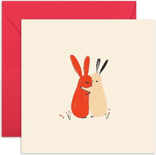 Rabbits in Love Anniversary Card for Husband Wife Boyfriend Girlfriend, Blank Inside