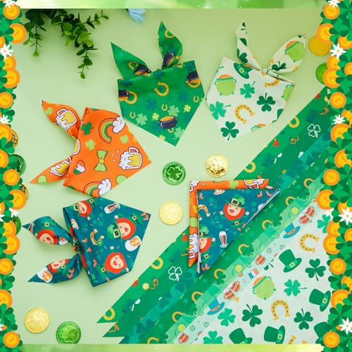 Image of Abbylike 50 Pcs St Patrick's Day Dog Bandanas Bulk Green Shamrocks Bandanas for Dogs Triangle Kerchief Bibs Scarf for Pet Irish Costume Photo Props Pet Shops Groomer, 25 Styles (19.7 x 13.8 x 13.8)