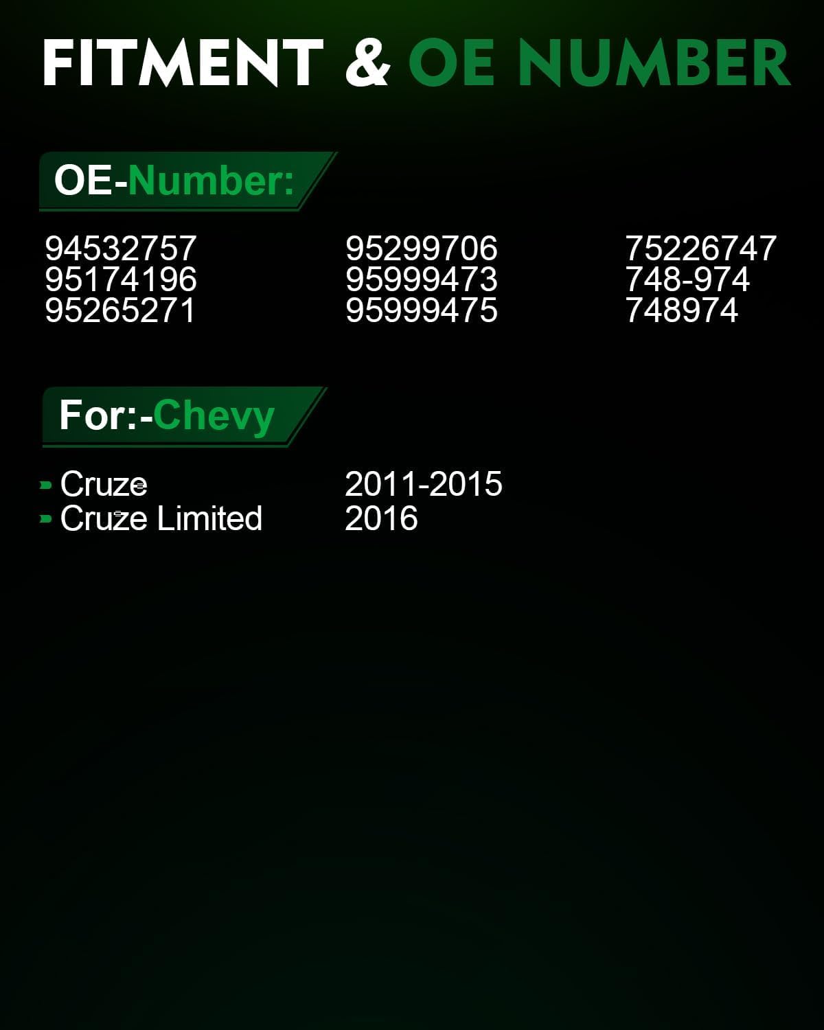 748-974 Front Left Driver Side Power Window Regulator with Motor for:-Chevy Cruze 2011 2012 2013 2014 2015, Cruze Limited 2016 with 7 Pins OE# 94532757 95174196 95265271 95299706 75226747