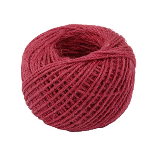 Doitsa Hemp Rope DIY Jute Rope for Arts and Crafts/Gardening / Gift Packaging/Wedding Decoration 50 m x 2 mm, Jute, dark red, 50M*2MM