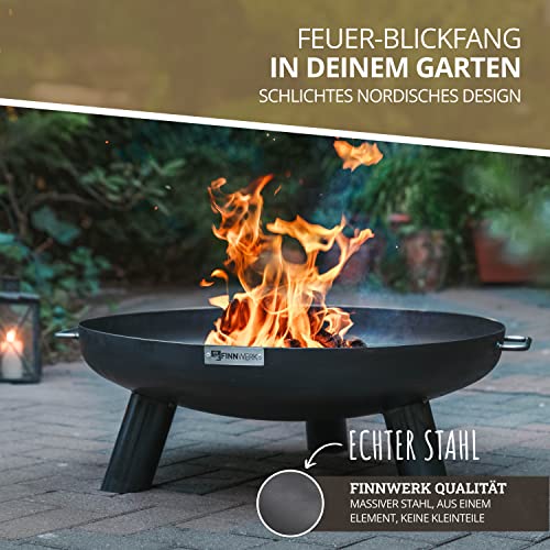Finnwerk HARRI Feuerschale 60 cm- Massive und Dekorative Schwarze Feuerstelle- Kleine Feuerschalen für den Garten- Schlicht und Schick- Feuerschalen Deckel und Zubehör separat erhältlich-3