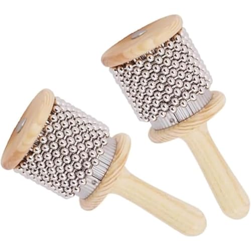 Hand Shaker Percussion Instruments, Wooden Beaded Rhythm Shaker Set, 8.5cm Compact Handheld Dual Units – Rhythm Timing, Groove Support, Band Practice, Stage, and Studio Performance