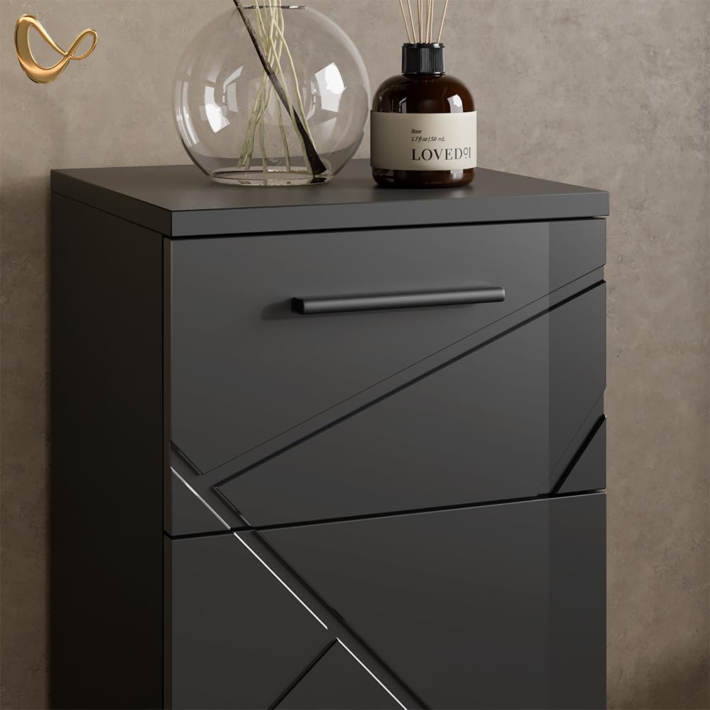 Livinity Meuble mi-Haut de Salle de Bain Ronco Anthracite Brillant 30x81cm