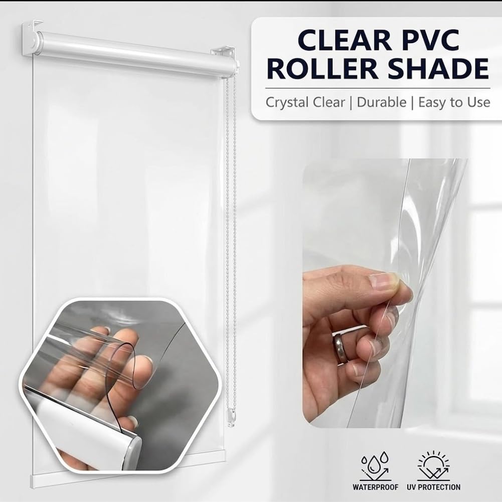 Store Enrouleur Transparent PVC, Volet Roulant Étanche pour Balcon