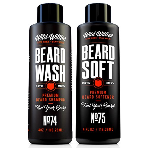 Beard Wash and Conditioner Bundle by Wild Willies Packed w/ Organic Oils & Nutrients to Shampoo and Soften Your Beard Along With Peppermint & Eucalyptus Leaves An Incredible Tingle. Made In The USA!