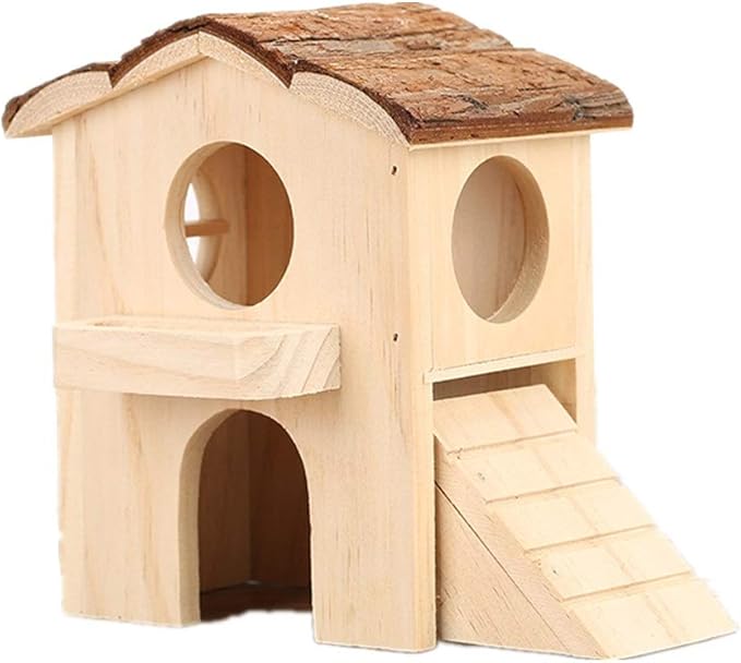 新しく着き Bonito Regalo ハムスターハウス 木製 ２階建て 小動物 小屋 Batesmartin Com