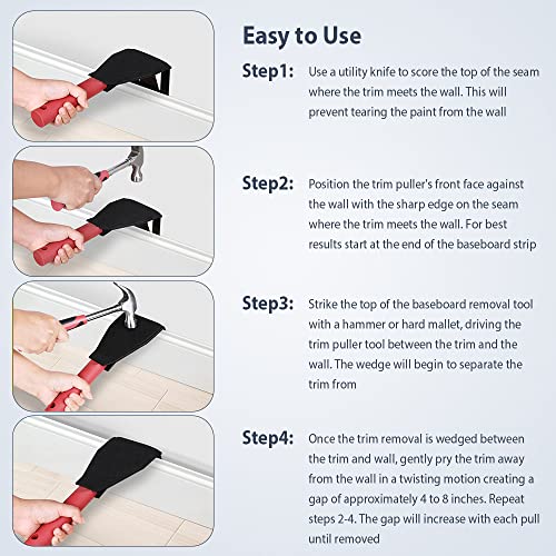 Trim Puller Tool For Baseboard, Wood Trim Removal Tool, Flooring Tools And Tile Removal Tool With Noise Reduction Cover, Tile Tools For Commercial Work, Baseboard, Molding, Siding And Flooring Removal #TOP5
