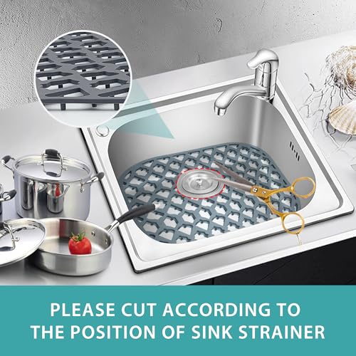 SAMSIER Silicone Sink Protectors for Kitchen Sink, Multiple Sizes Mats Grids for Bottom of Farmhouse Stainless Steel Porcelain Sink (14”x12”,2 Packs) by SAMSIER - Used condition - Image 2