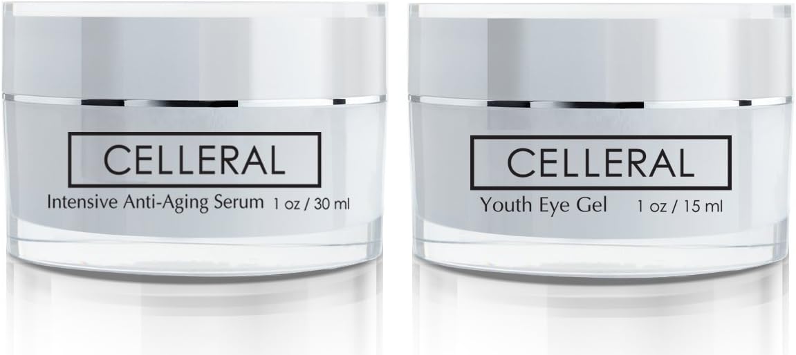 Anti-Aging Combo Celleral Anti-Aging Serum + Celleral Eye - Argireline, Matrixyl, Haloxyl, Hyaluronic Acid, Powerful Collagen Booster, BEST-SELLING WRINKLE TREATMENT + EYE TREATMENT COMBO!