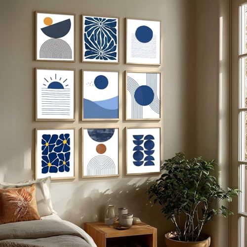 Image of kotart Aesthetic Boho Art Home Decoration | Boho Paintings With Frame For Living Room Bed Room Hotel Wall Decor Digital Reprint Set of 9 (13X17 inch)