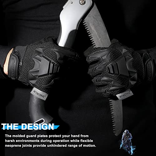 Wtactful Rubber Guard Full Finger Tactical Gloves For Airsoft Paintball Hunting Hiking Bicycle Cycling Motorbike Mtb Mountain Bike Motorcycle Riding Driving Climbing Work Black Large #TOP4